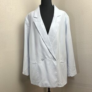 H&M Blazer Women's‎ XL Baby Blue Double Lined Breasted Career Office Business